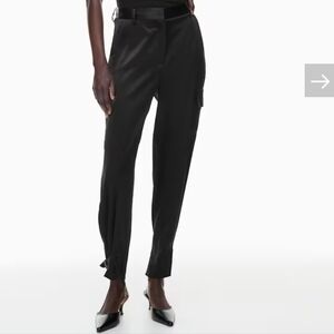 Babaton Satin Refined Cargo Pants Black Size 00 NEW